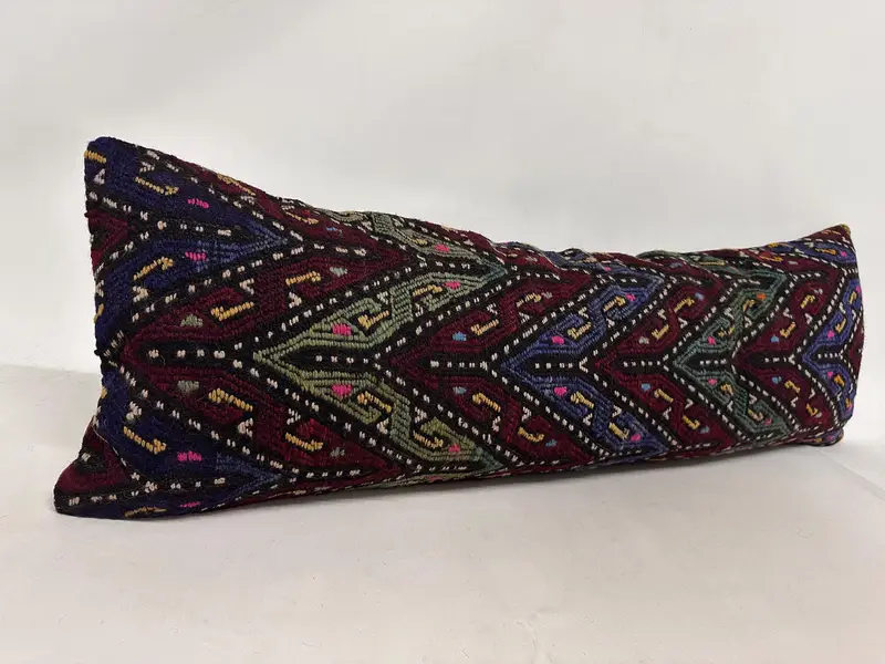 Couch Pillow Cover, Boho Pillow, Handmade Kilim Cushion, Boho Pillow Sham Cover, Cushion Cover, 16x48 Red Cushion, Art Deco Cushion, Neutral Pillow - 3