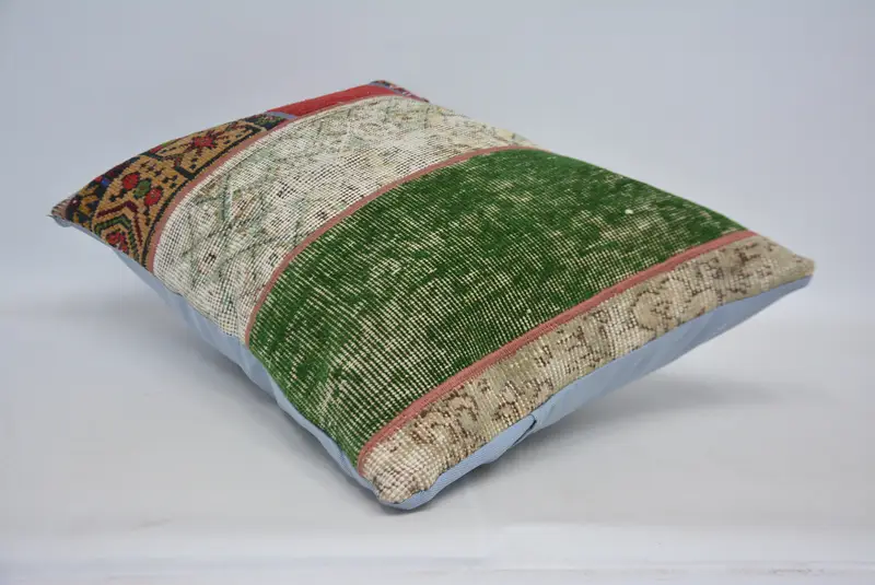 Outdoor Throw Pillow, Turkish Kilim Pillow, Cushion Cover, Vintage Kilim Throw Pillow, 20x28 Green Pillow, Home Decor Pillow - 6