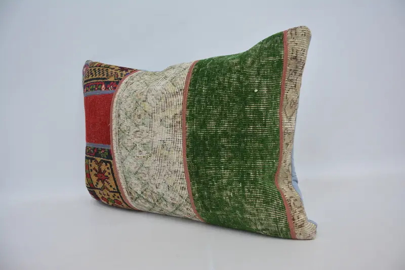 Outdoor Throw Pillow, Turkish Kilim Pillow, Cushion Cover, Vintage Kilim Throw Pillow, 20x28 Green Pillow, Home Decor Pillow - 4