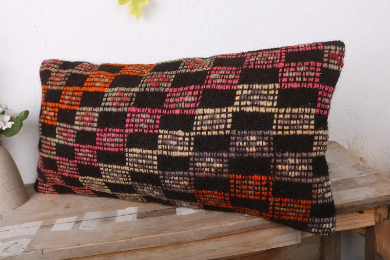 12x24 Brown Cushion Case, Pillow Case, Hippie Throw Pillow, Bright Pillow Sham, Vintage Kilim Throw Pillow, Kilim Pillow Cover, Home Decor Pillow - 4