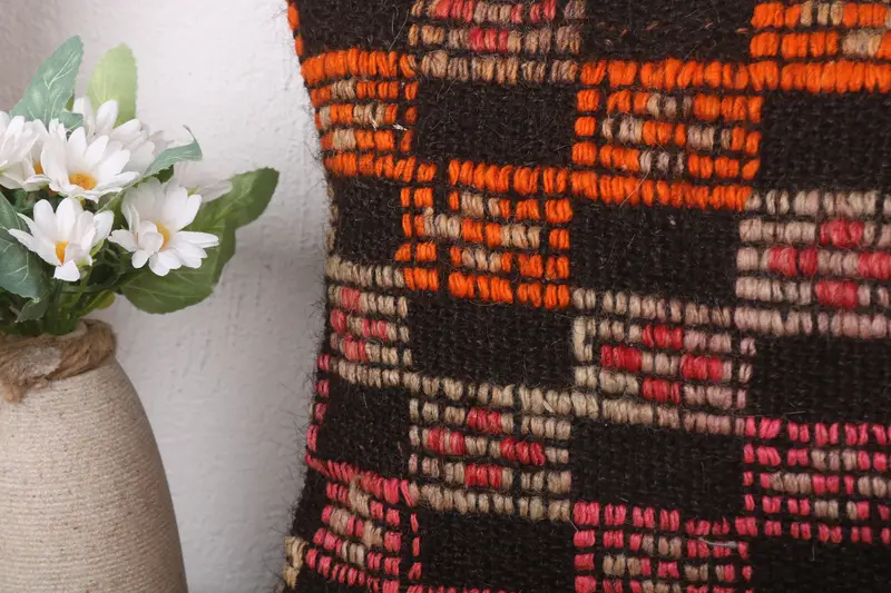 12x24 Brown Cushion Case, Pillow Case, Hippie Throw Pillow, Bright Pillow Sham, Vintage Kilim Throw Pillow, Kilim Pillow Cover, Home Decor Pillow - 3
