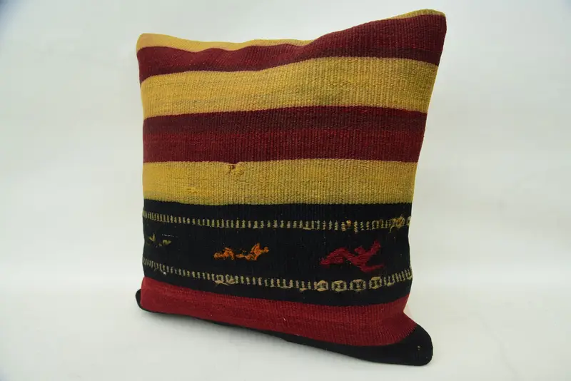 Cushion, 16x16 Red Pillow Case, Tapestry Cushion, Kilim Cushion Sham, Kilim Pillow Cover, Vintage Pillow, Tapestry Cushion Cover - 3