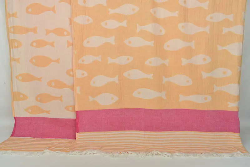 Personalized Blanket, Bachelorette Party Favors, Shower Curtain, Valentines Day Gift For Him, Personalized Gifts, 92x78 Cotton Fish Design Towel - 1