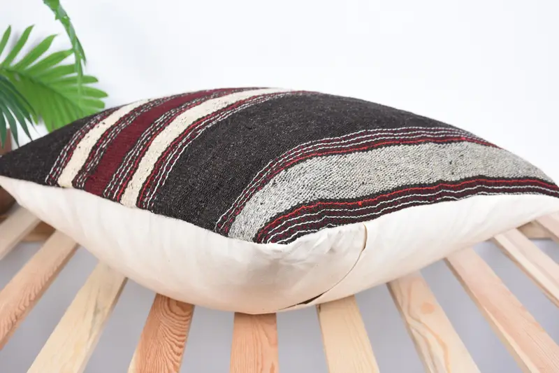 Etnik Yastık Kapağı, Etnik Kilim Halısı Yastığı, 20x20 Kırmızı Yastık Sham, İç Tasarımcı Yastığı, Boho Yastığı, Rahat Atma Yastık Kılıfı, Yastık - 6