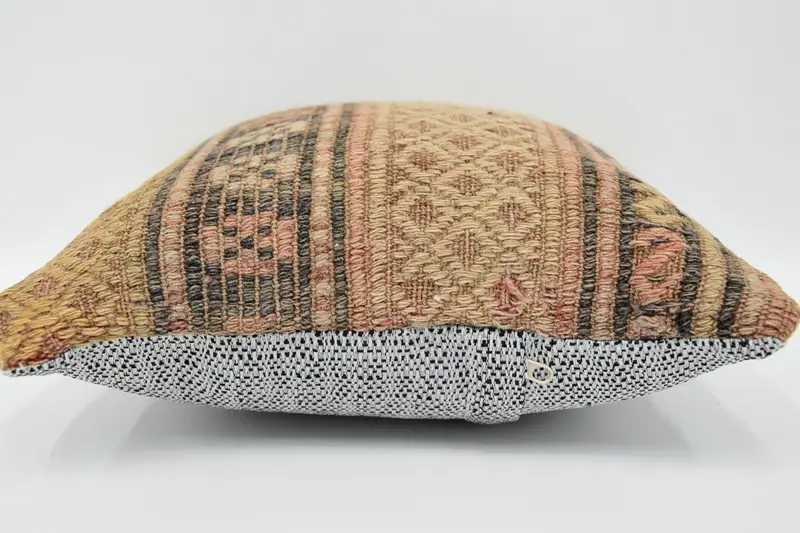 Handmade Kilim Cushion, 12x12 Beige Pillow Sham, Cushion Cover, Interior Designer Pillow, Pillow for Couch, Turkish Corner Pillow Case - 5