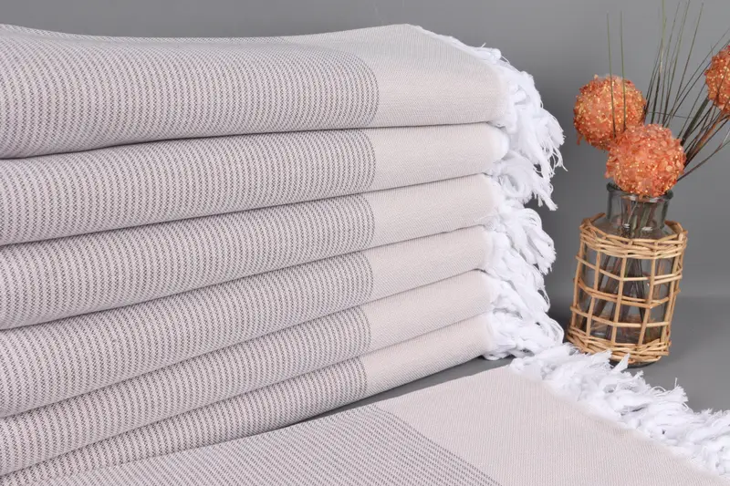 Turkish Towels Beach Brown Striped Organic Cotton, 40x71 Inches