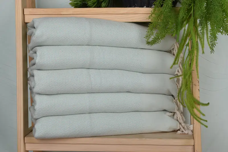 Monogram Hand Towel Mint Cotton Turkish Polka Dot, 24x44 Inches