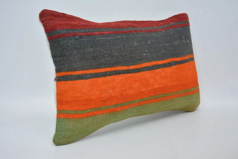 Pillow Sham, Home Decor Pillow, Turkish Corner Cushion, Kilim Pillow Cover, 12x20 Orange Pillow Cover, Interior Designer Pillow - 3