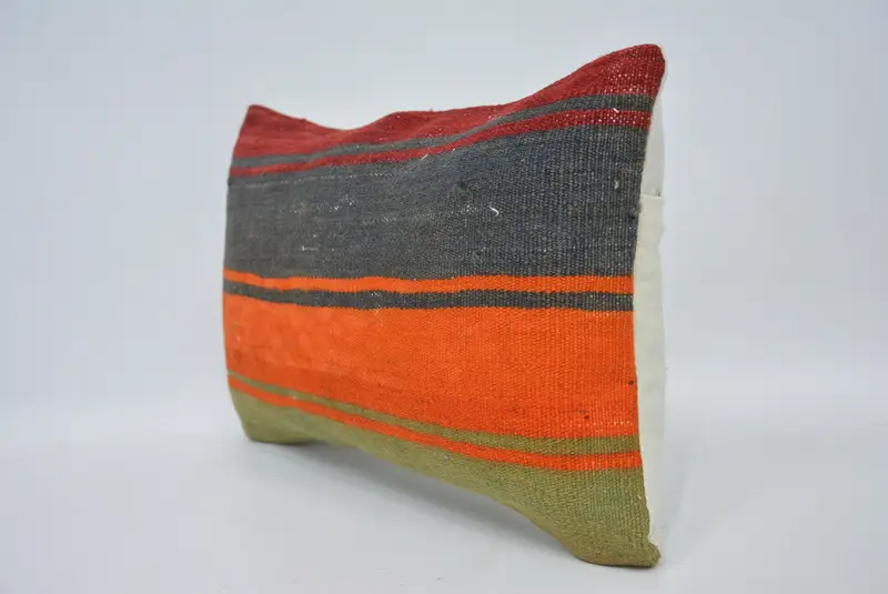 Pillow Sham, Home Decor Pillow, Turkish Corner Cushion, Kilim Pillow Cover, 12x20 Orange Pillow Cover, Interior Designer Pillow - 4