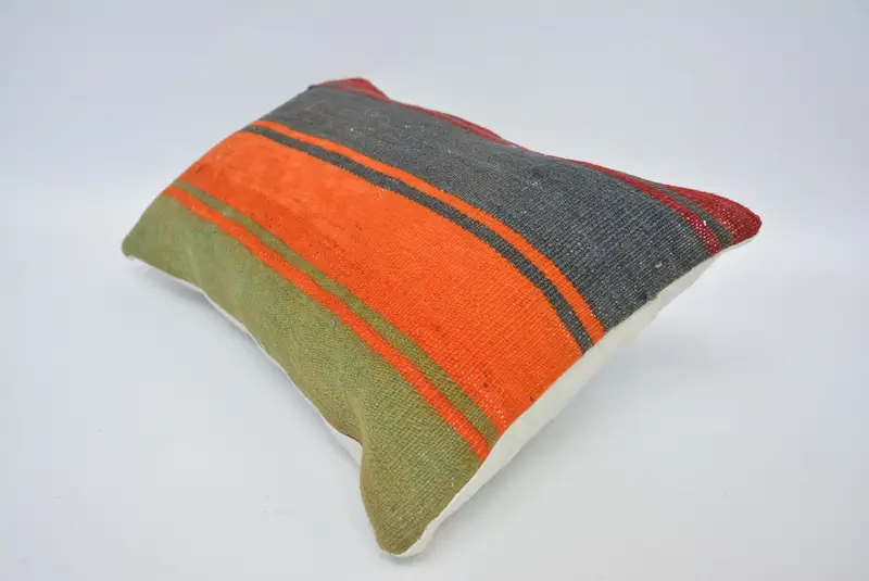 Pillow Sham, Home Decor Pillow, Turkish Corner Cushion, Kilim Pillow Cover, 12x20 Orange Pillow Cover, Interior Designer Pillow - 6