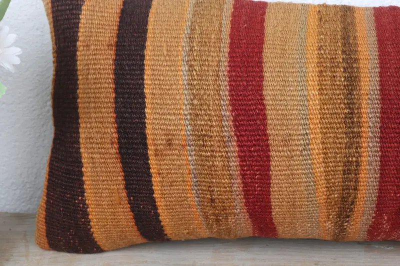 Kilim Pillow Cover, Pillow Cover, Kilim Pillow, Bohemian Cushion Pillow Sham, Kilim Cushion Sham, Boho Throw Pillow Sham, 8x16 Yellow Cushion - 3