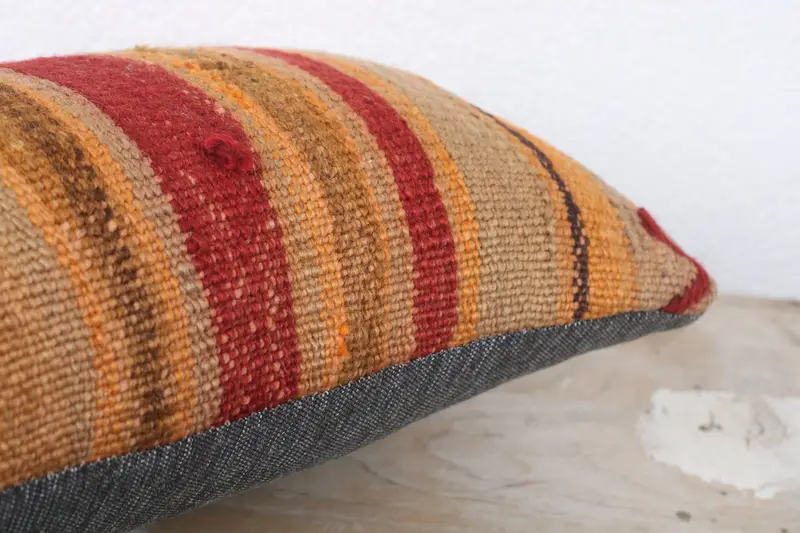 Kilim Pillow Cover, Pillow Cover, Kilim Pillow, Bohemian Cushion Pillow Sham, Kilim Cushion Sham, Boho Throw Pillow Sham, 8x16 Yellow Cushion - 6
