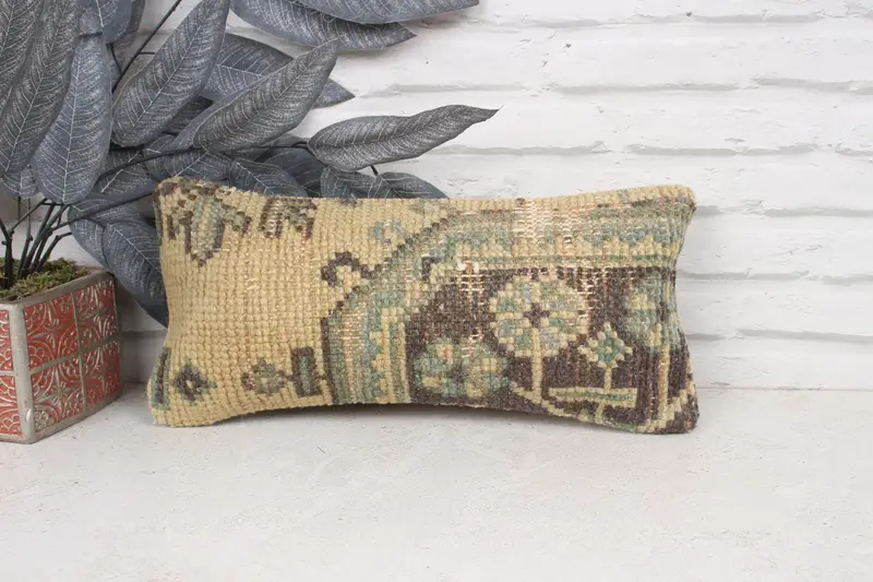 Pillow Cover, 8x16 Orange Cushion, Kilim Cushion Sham, Pillow for Couch, Interior Designer Pillow, Traditional Cushion, Wool Kilim Pillow Pillow - 1