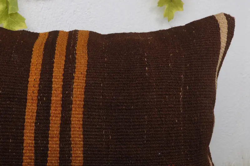 Outdoor Throw Pillow Case, 16x24 Brown Pillow, Vintage Kilim Pillow, Pillow Case, Neutral Pillow Case, Boho Pillow, Kilim Pillow, Sofa Cushion - 5
