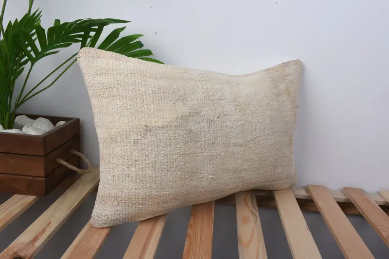 Kilim Cushion Sham, Pillow Case, Morroccon Kilim Cushion Cushion Case, 12x20 Beige Pillow Cover, Pillow for Couch, Boho Pillow Sham Cover - 4