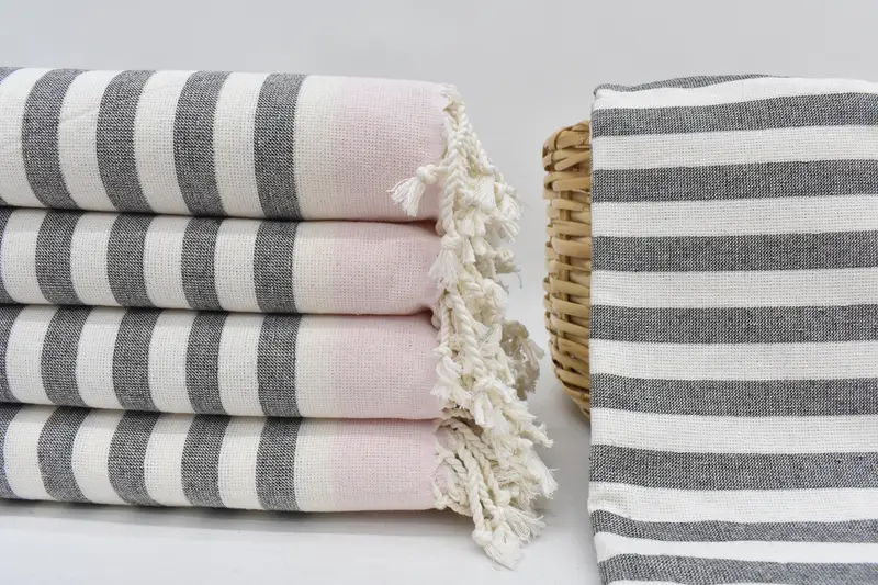 Personalized Terry Towel, Bath Towel, 67x40 Inches, Light Pink Striped