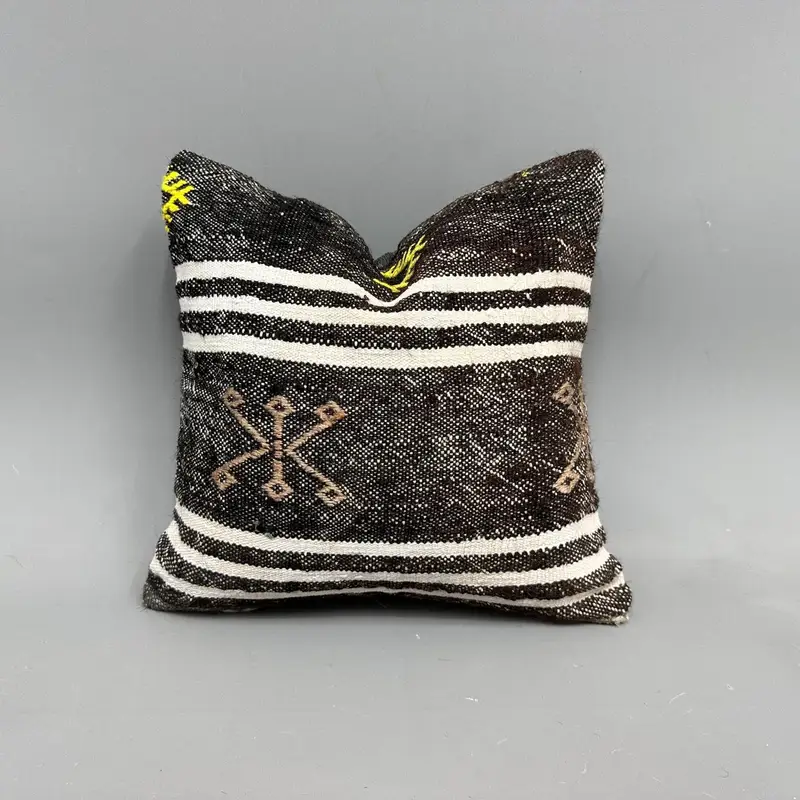 Handgewebtes türkisches Kelim-Wurfkissen, gestreiftes Vintage-Kissen