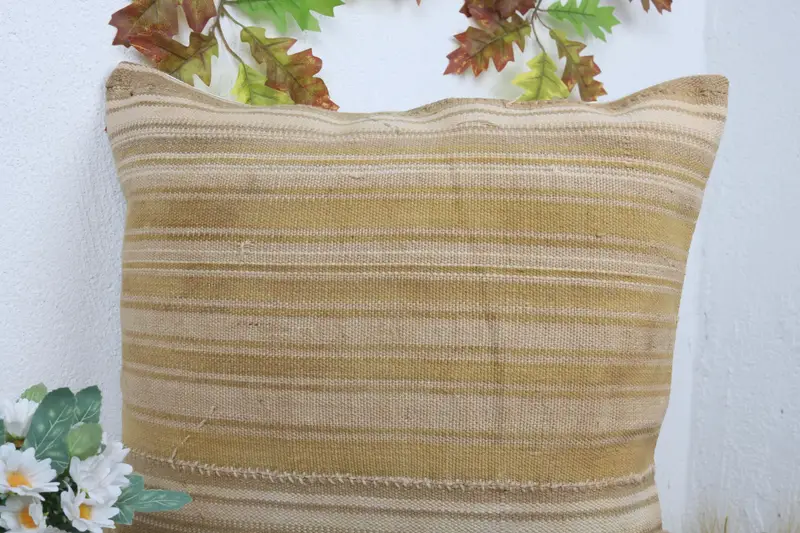 Pillow, Kilim Pillow Cover, Pattern Throw Cushion Case, 18x18 Beige Pillow Cover, Home Decor Pillow, Kilim Cushion Sham, Bright Pillow - 5