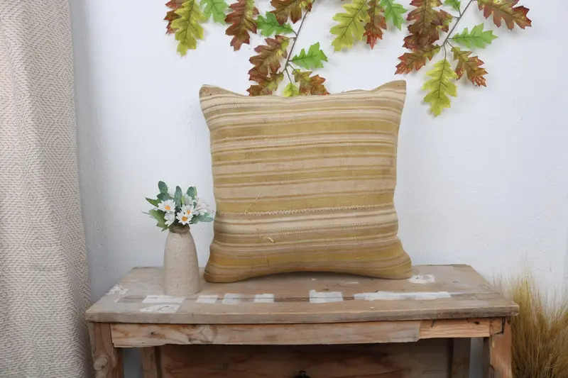 Pillow, Kilim Pillow Cover, Pattern Throw Cushion Case, 18x18 Beige Pillow Cover, Home Decor Pillow, Kilim Cushion Sham, Bright Pillow - 1