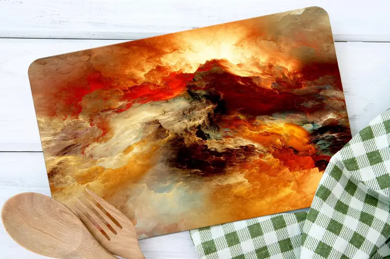 カラフルなクラウドガラスまな板、現代的なキッチンの必需品