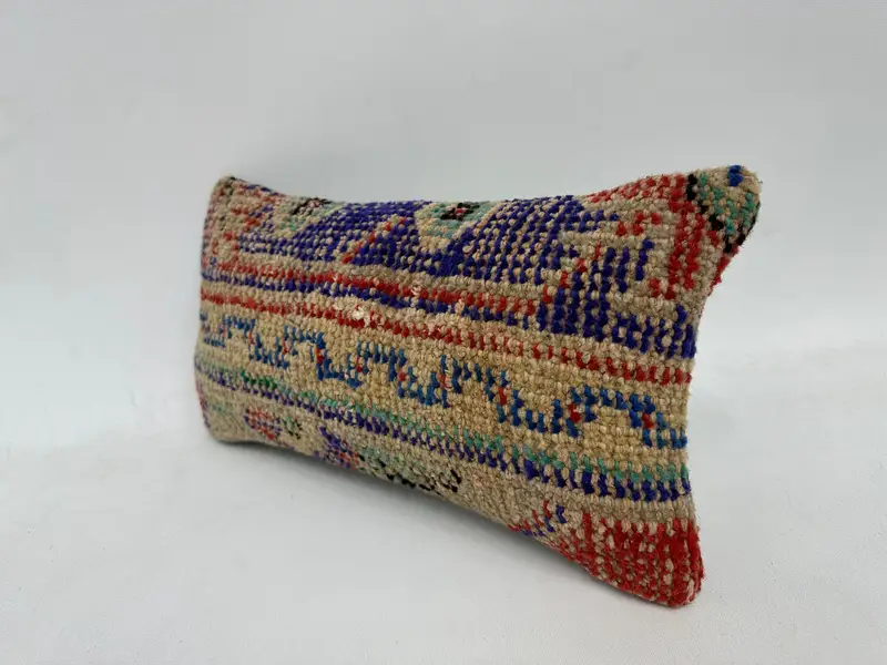 Vintage Kilim Pillow, Retro Pillow Case, Pillow for Couch, Luxury Pillow Case, 8x16 Blue Pillow, Cushion, Vintage Pillow, Yoga Pillow - 4