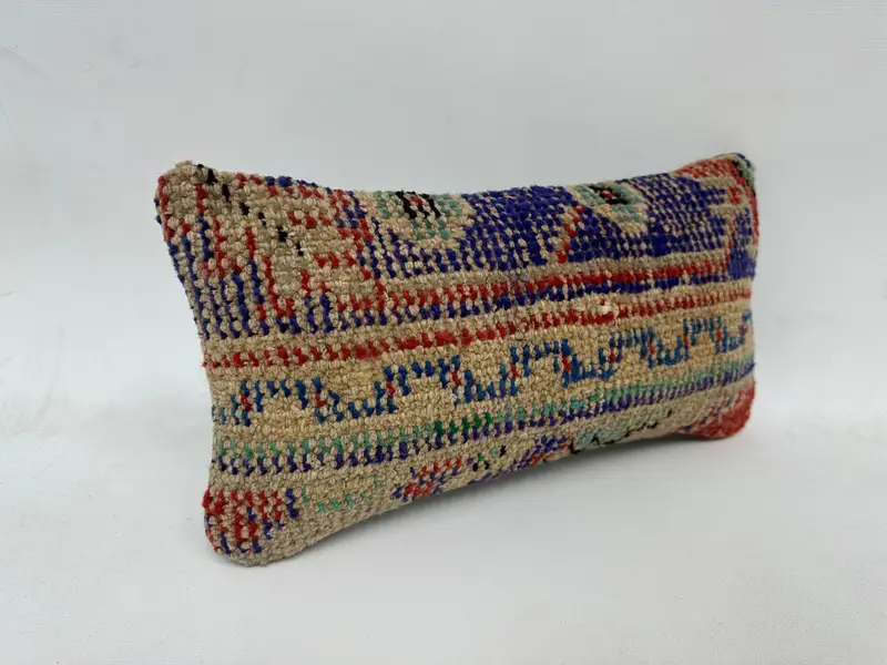 Vintage Kilim Pillow, Retro Pillow Case, Pillow for Couch, Luxury Pillow Case, 8x16 Blue Pillow, Cushion, Vintage Pillow, Yoga Pillow - 3
