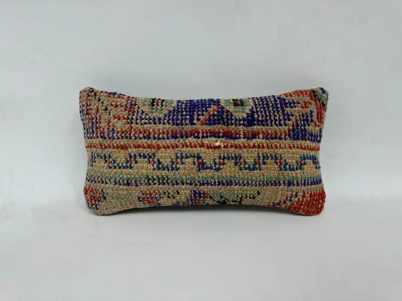 Vintage Kilim Pillow, Retro Pillow Case, Pillow for Couch, Luxury Pillow Case, 8x16 Blue Pillow, Cushion, Vintage Pillow, Yoga Pillow - 1