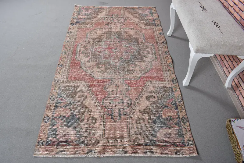 Red & Blue Rug, 3,6x7,2 ft Botanical Design