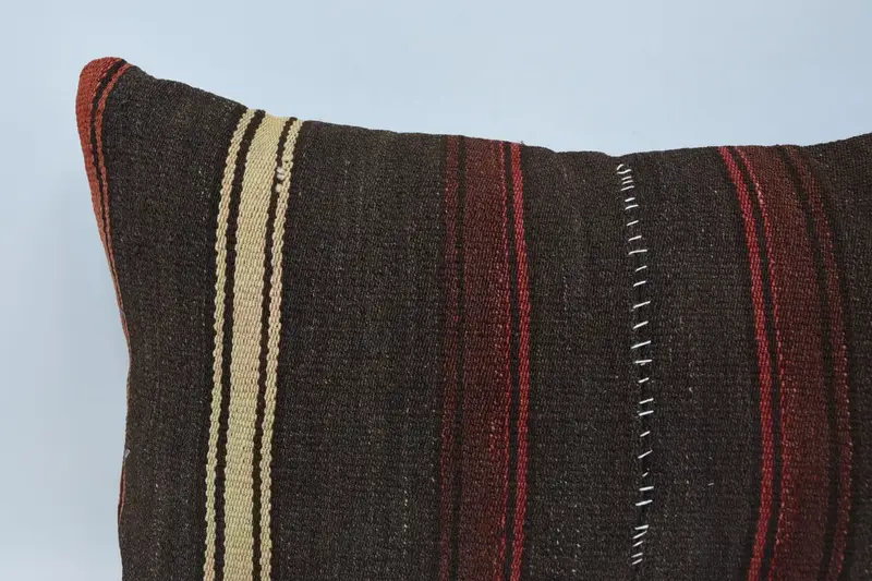 One Of A Kind Cushion Case, Antique Pillows, Vintage Kilim Throw Pillow, Cushion Cover, Kilim Cushion Sham, 20x28 Brown Pillow Sham - 2
