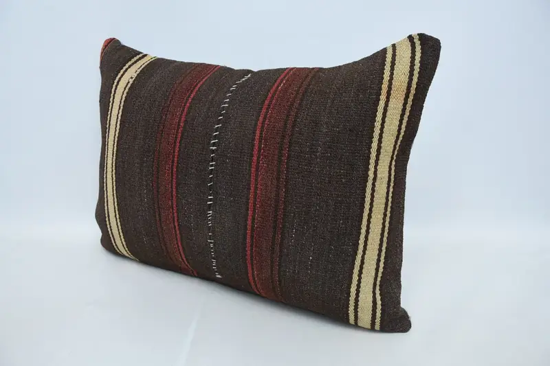 One Of A Kind Cushion Case, Antique Pillows, Vintage Kilim Throw Pillow, Cushion Cover, Kilim Cushion Sham, 20x28 Brown Pillow Sham - 4