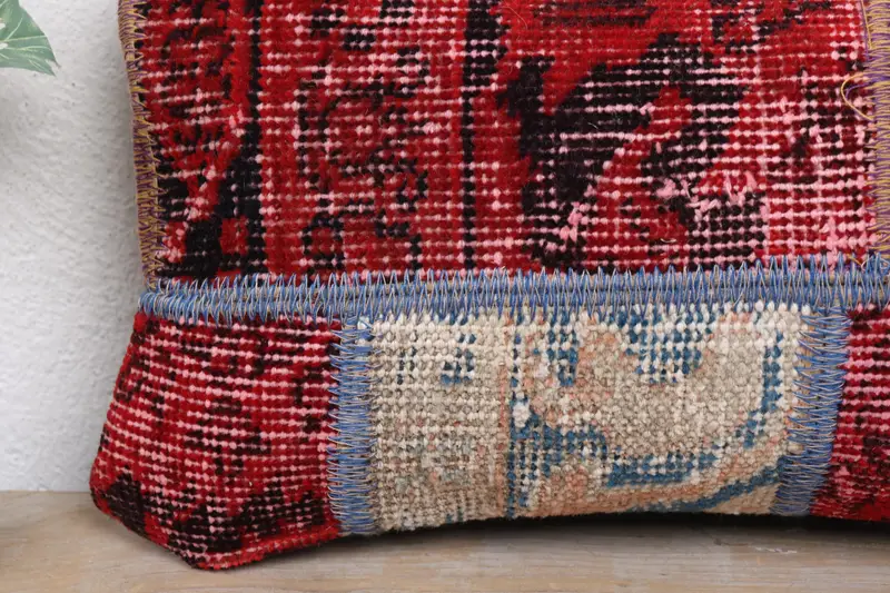 Antique Pillows, Cushion, Kilim Cushion Sham, Couch Pillow Sham, Pillow for Couch, 8x16 Red Pillow Cover, Bohemian Cushion Pillow Sham - 3