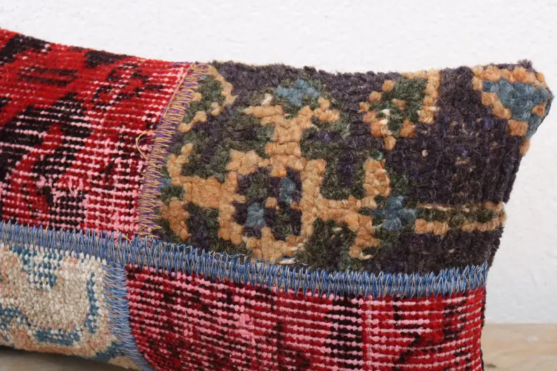 Antique Pillows, Cushion, Kilim Cushion Sham, Couch Pillow Sham, Pillow for Couch, 8x16 Red Pillow Cover, Bohemian Cushion Pillow Sham - 5