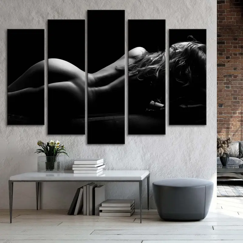 Erotic Nudity Wall Art, Erotic Nude Art,Sexy Girl Body Decor, Sexy Wall Print, Female Print, Woman Silhouette Art, Nude Woman Wall, Mature - 5