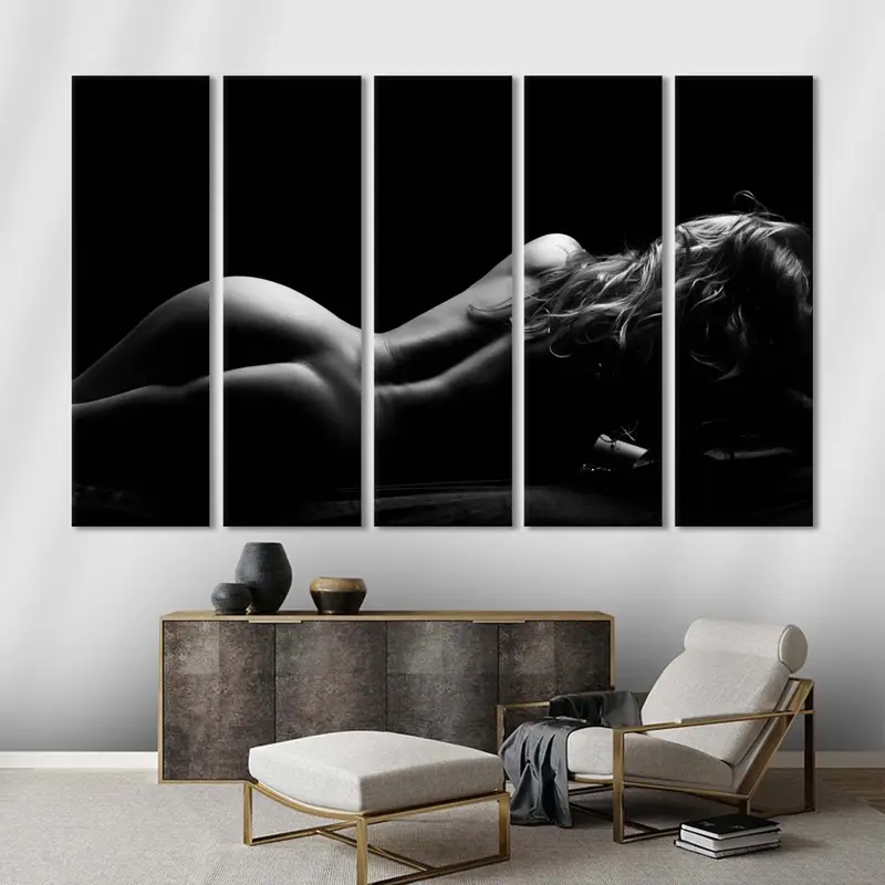 Erotic Nudity Wall Art, Erotic Nude Art,Sexy Girl Body Decor, Sexy Wall Print, Female Print, Woman Silhouette Art, Nude Woman Wall, Mature - 4