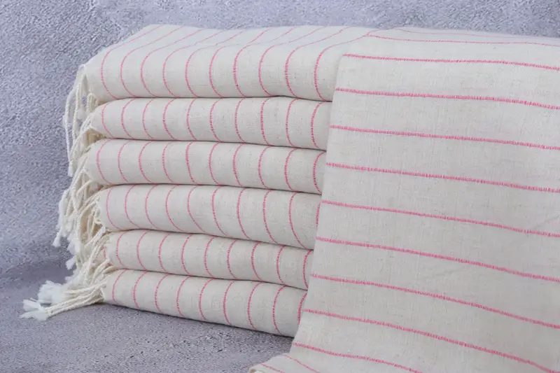 Personalized Turkish Towel Fuchsia Striped, Linen, 38x63 Inches