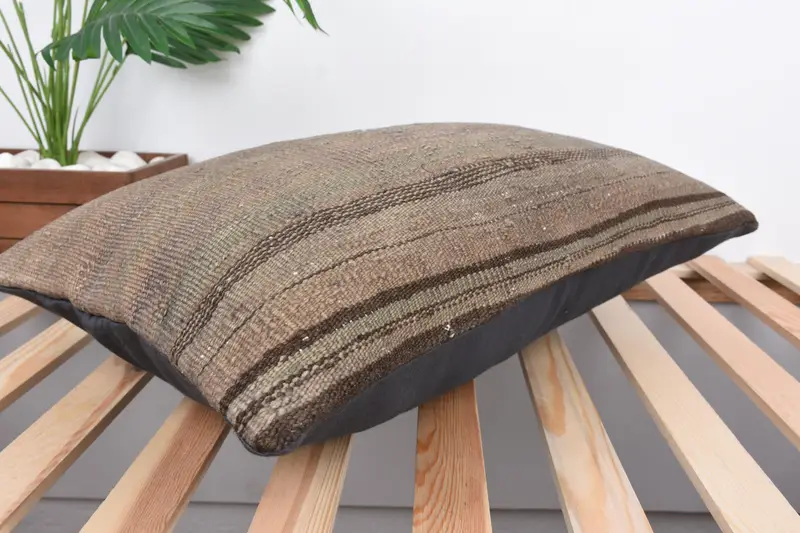 Turkish Kilim Pillow, Pillow for Sofa, Shabby Chic Cushion Cover, Pillow Sham, Turkish Rugs Pillow Case, 16x24 Brown Pillow Case, Pillow for Couch - 6