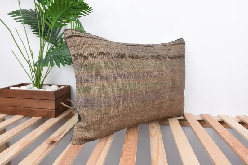 Turkish Kilim Pillow, Pillow for Sofa, Shabby Chic Cushion Cover, Pillow Sham, Turkish Rugs Pillow Case, 16x24 Brown Pillow Case, Pillow for Couch - 4