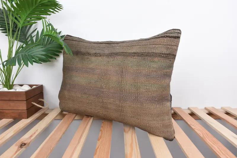 Turkish Kilim Pillow, Pillow for Sofa, Shabby Chic Cushion Cover, Pillow Sham, Turkish Rugs Pillow Case, 16x24 Brown Pillow Case, Pillow for Couch - 5
