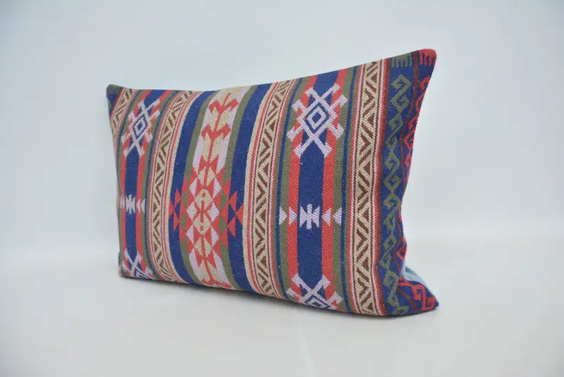Interior Designer Pillow, Turkish Kilim Pillow, Chair Cushion Cover, Cushion, 20x28 Red Pillow Sham, Kilim Pillow, Seat Pillow Sham - 4