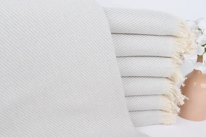 Personalized Light Gray Striped Towel, Organic Turkish Cotton, 36x71 Inches