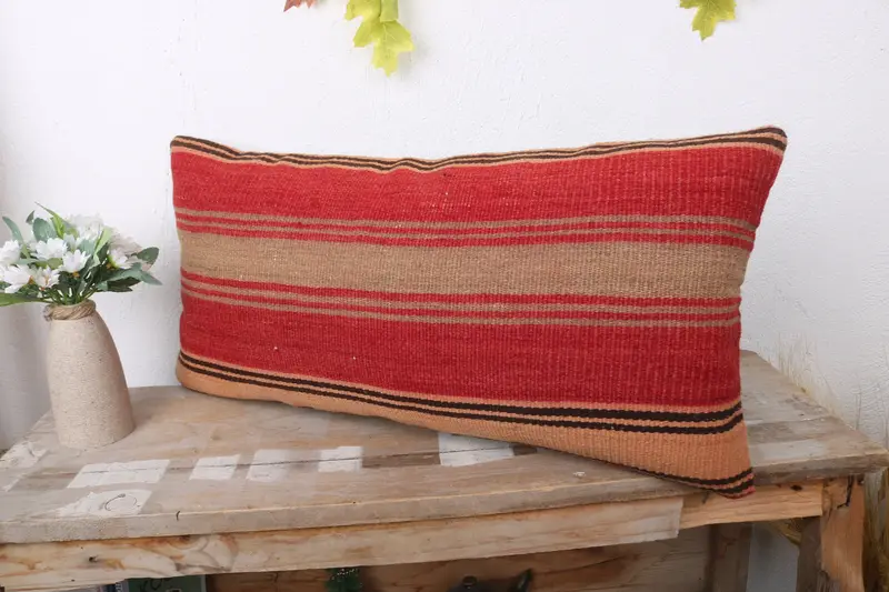 Boho Pillow, Pillow, Antique Pillows, Retro Throw Pillow Case, Southwestern Pillow, Vintage Pillow, 12x24 Red Pillow Sham, Luxury Pillow Sham - 4