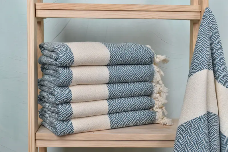 Petrol Blue Cotton Towel, Personalized Wedding Gift, 40x71 Inches