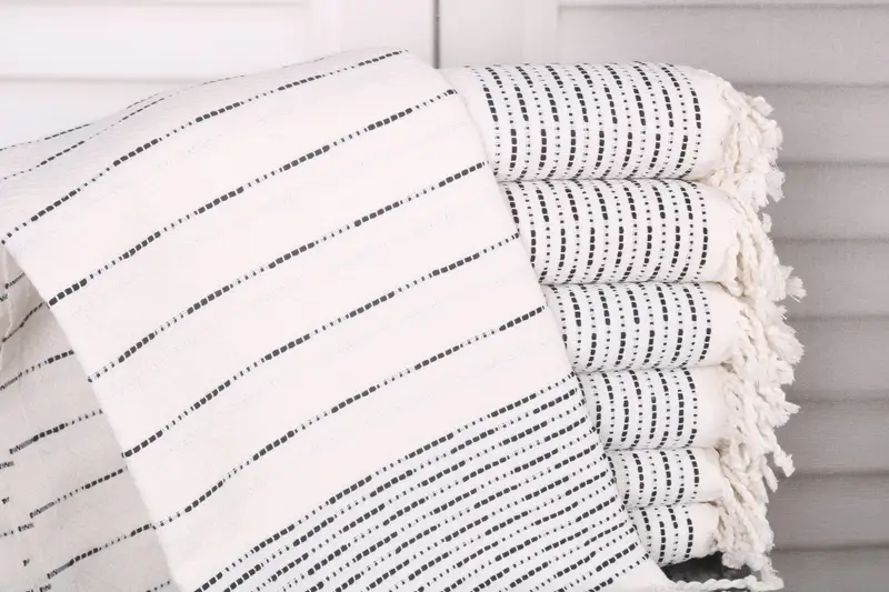 Cappadocia Design Beach Towel Black Cotton, 38x71 Inches