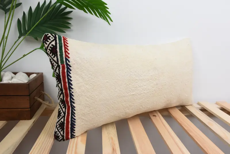 Colorful Pillow Case, Sustainable Cushion, Interior Designer Pillow, Cushion, Boho Pillow, Turkish Kilim Pillow, 12x24 White Cushion Case - 4