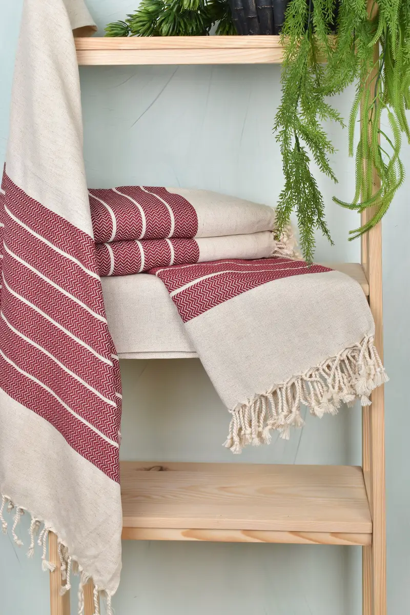 Best Friend Gift, Bachelorette Party Gift, Quick-dry peshtemal, Embroidered Turkish Towel, Welcome Wedding Gift, 68x40 Linen Zig zag Towel - 6
