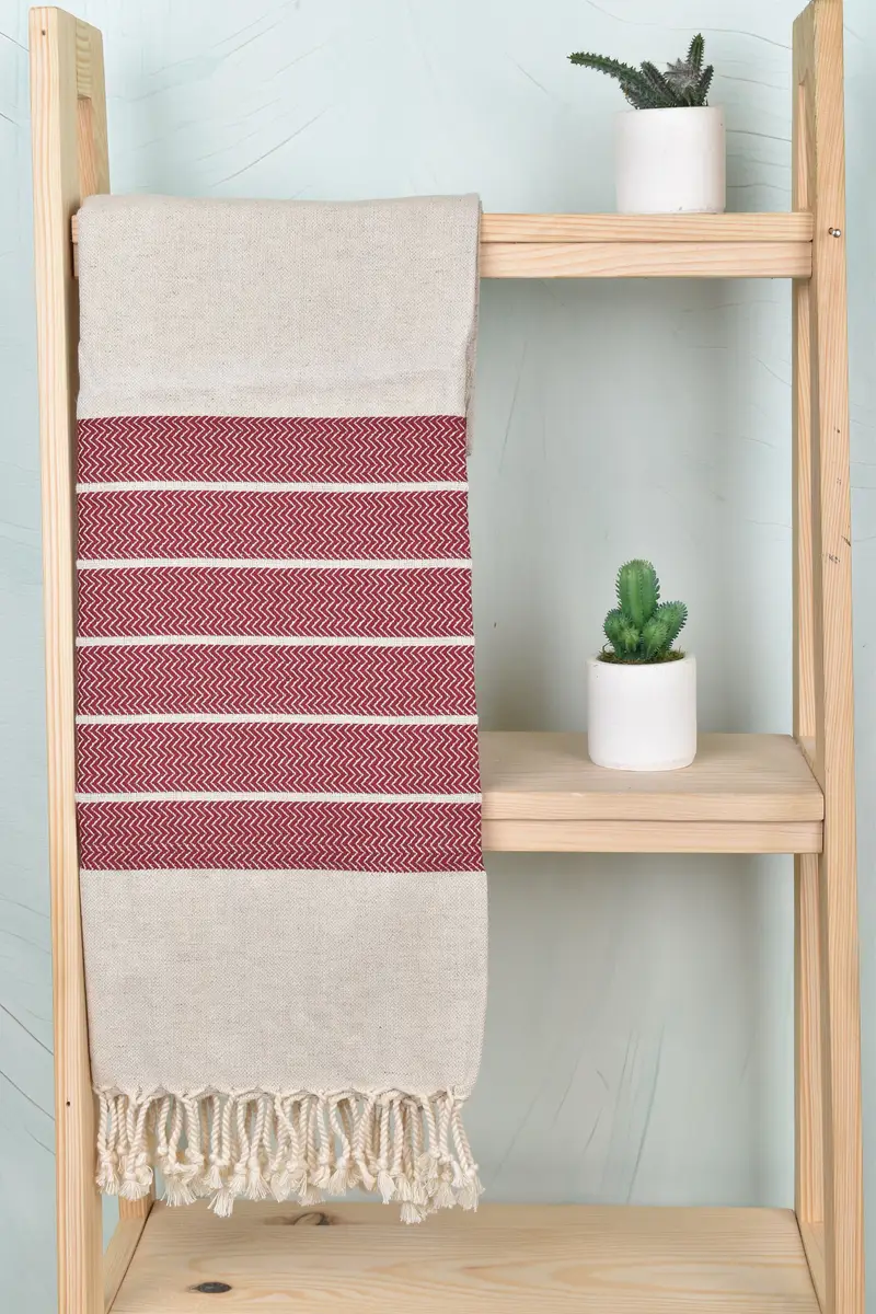 Best Friend Gift, Bachelorette Party Gift, Quick-dry peshtemal, Embroidered Turkish Towel, Welcome Wedding Gift, 68x40 Linen Zig zag Towel - 8