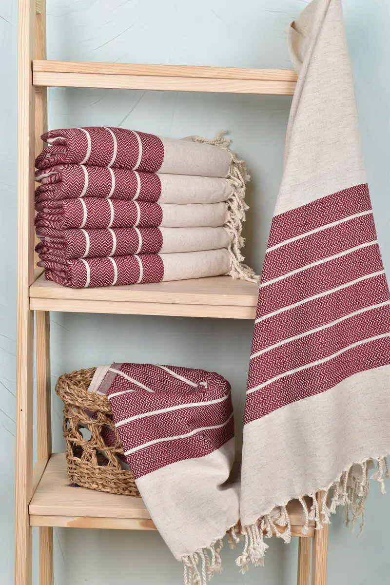 Best Friend Gift, Bachelorette Party Gift, Quick-dry peshtemal, Embroidered Turkish Towel, Welcome Wedding Gift, 68x40 Linen Zig zag Towel - 3