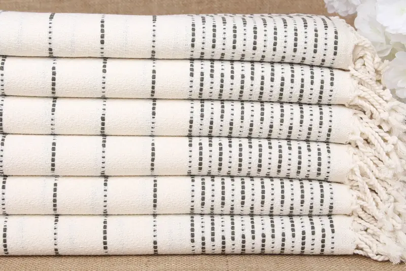 Personalized Embroidered Beach Towel Khaki Green Stripes, 38x71 Inches