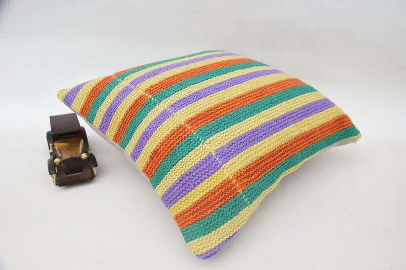 18x18 Orange Pillow Cover, Pillow Cover, Pillow for Sofa, Home Decor Pillow, Turkish Kilim Pillow, Cotton Pillow, Authentic Cushion Case - 6