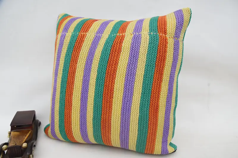 18x18 Orange Pillow Cover, Pillow Cover, Pillow for Sofa, Home Decor Pillow, Turkish Kilim Pillow, Cotton Pillow, Authentic Cushion Case - 3
